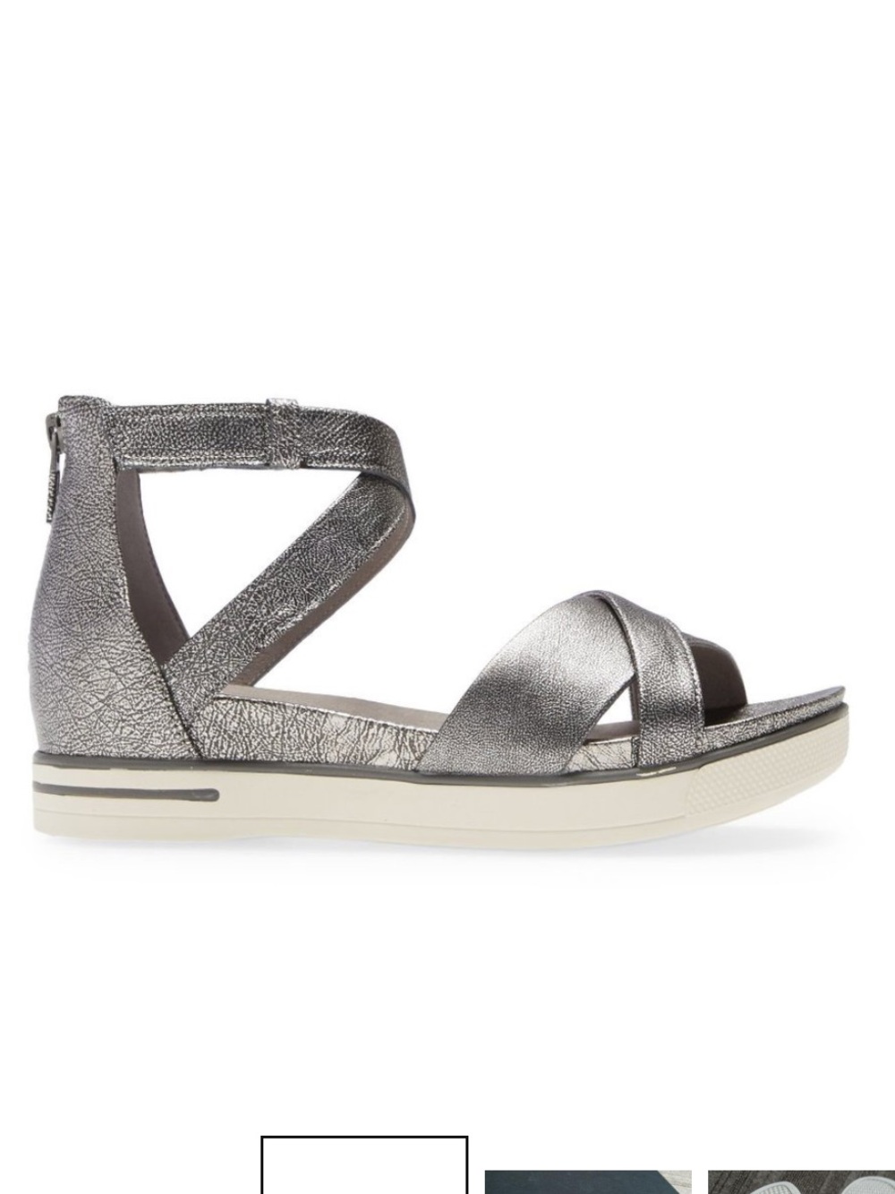 Eileen Fisher Sally Metallic Leather Crisscross Wedges Sandals, Size 8,5